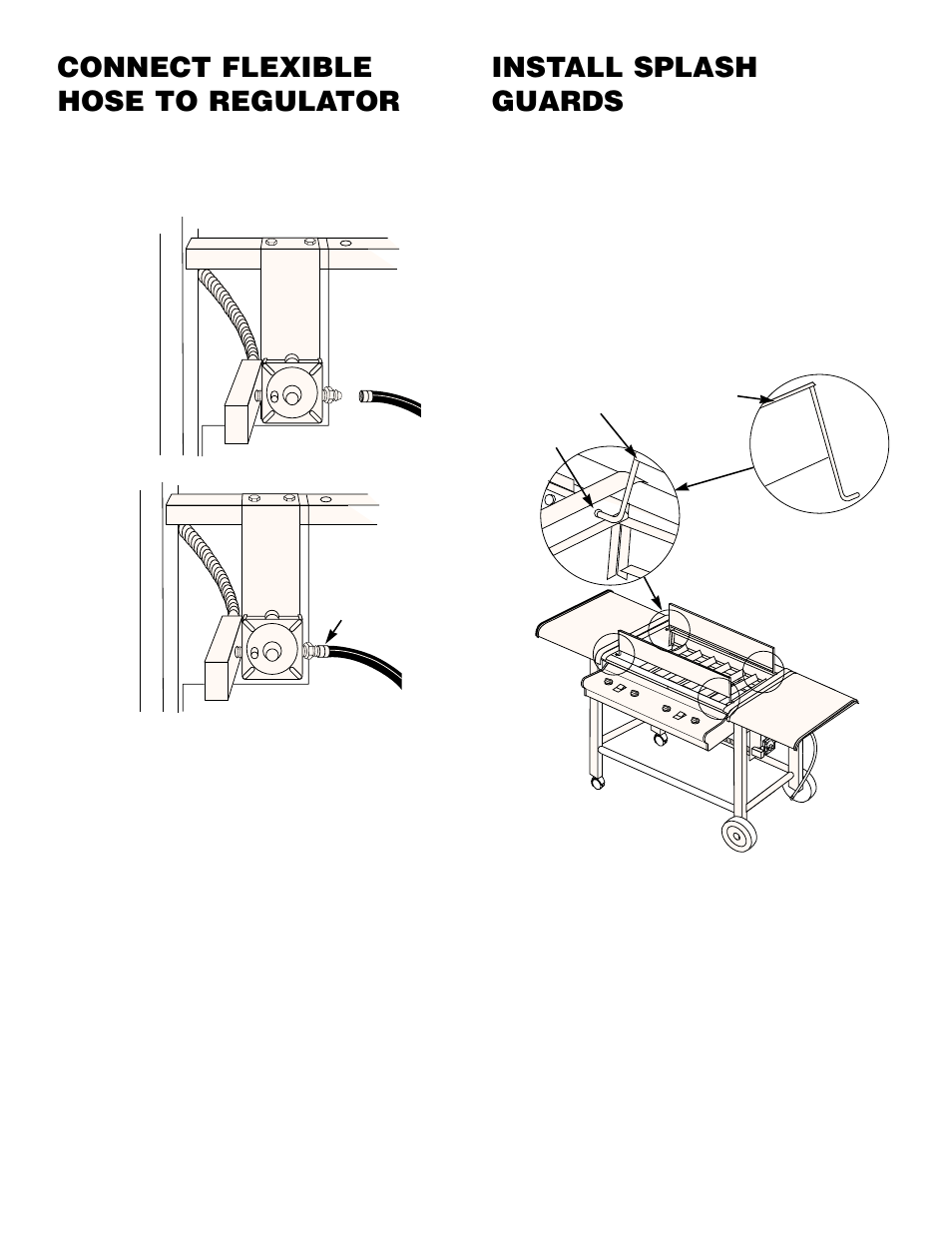 Connect flexible hose to regulator, Install splash guards | weber 600 User Manual | Page 4 / 20