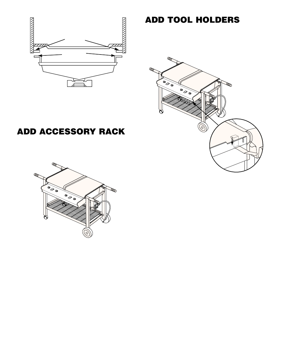 Add accessory rack, Add tool holders | weber 600 User Manual | Page 7 / 20