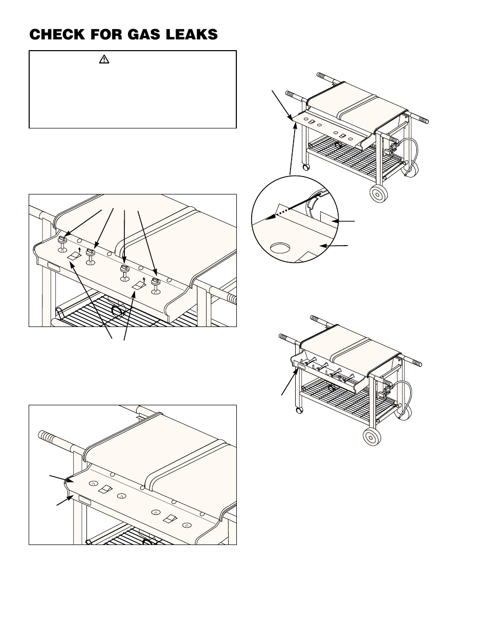 Remove control panel and front panel, Check for gas leaks, Ƽwarning | weber 600 User Manual | Page 9 / 20