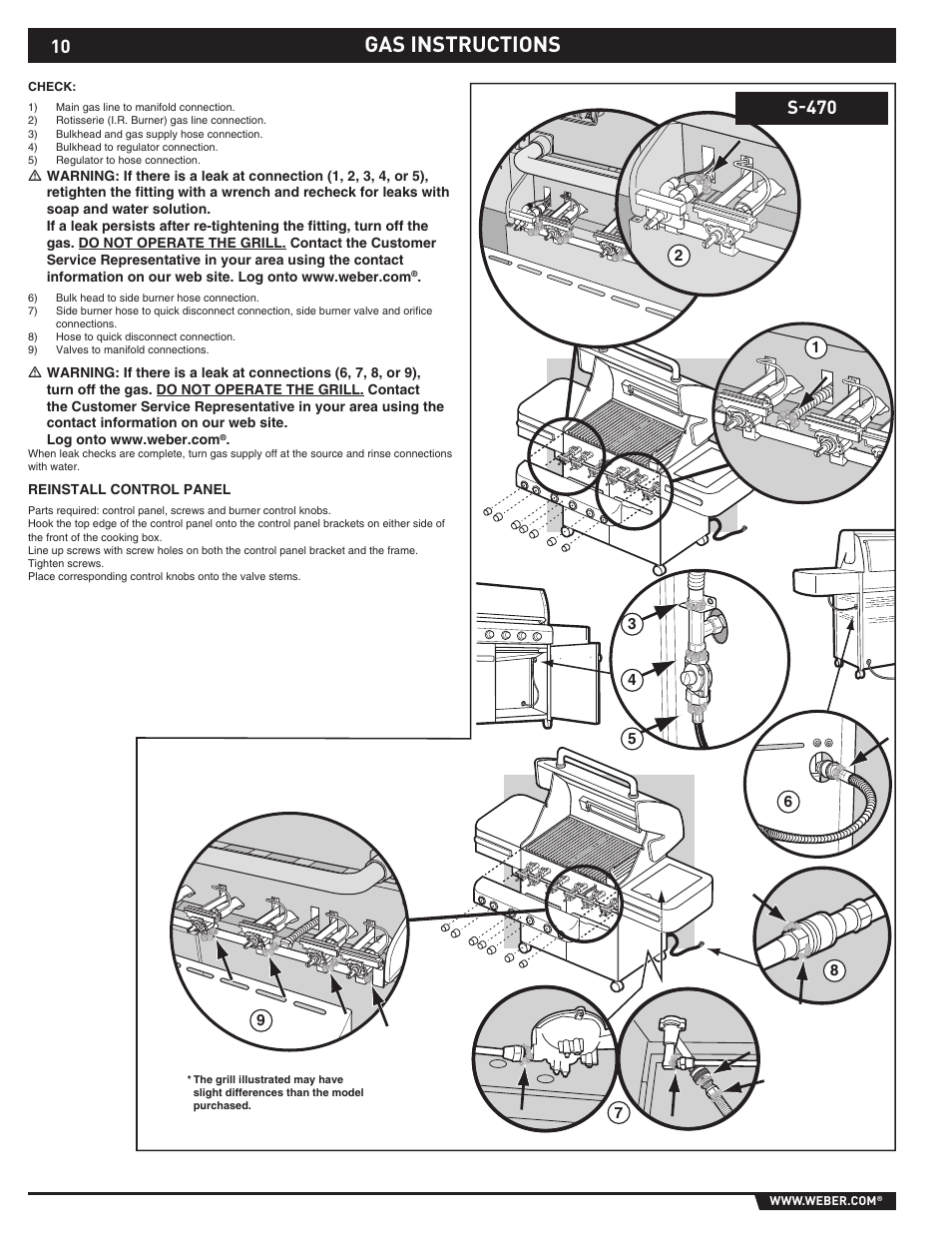 Gas instructions, S-470 | weber S-470TM User Manual | Page 10 / 84