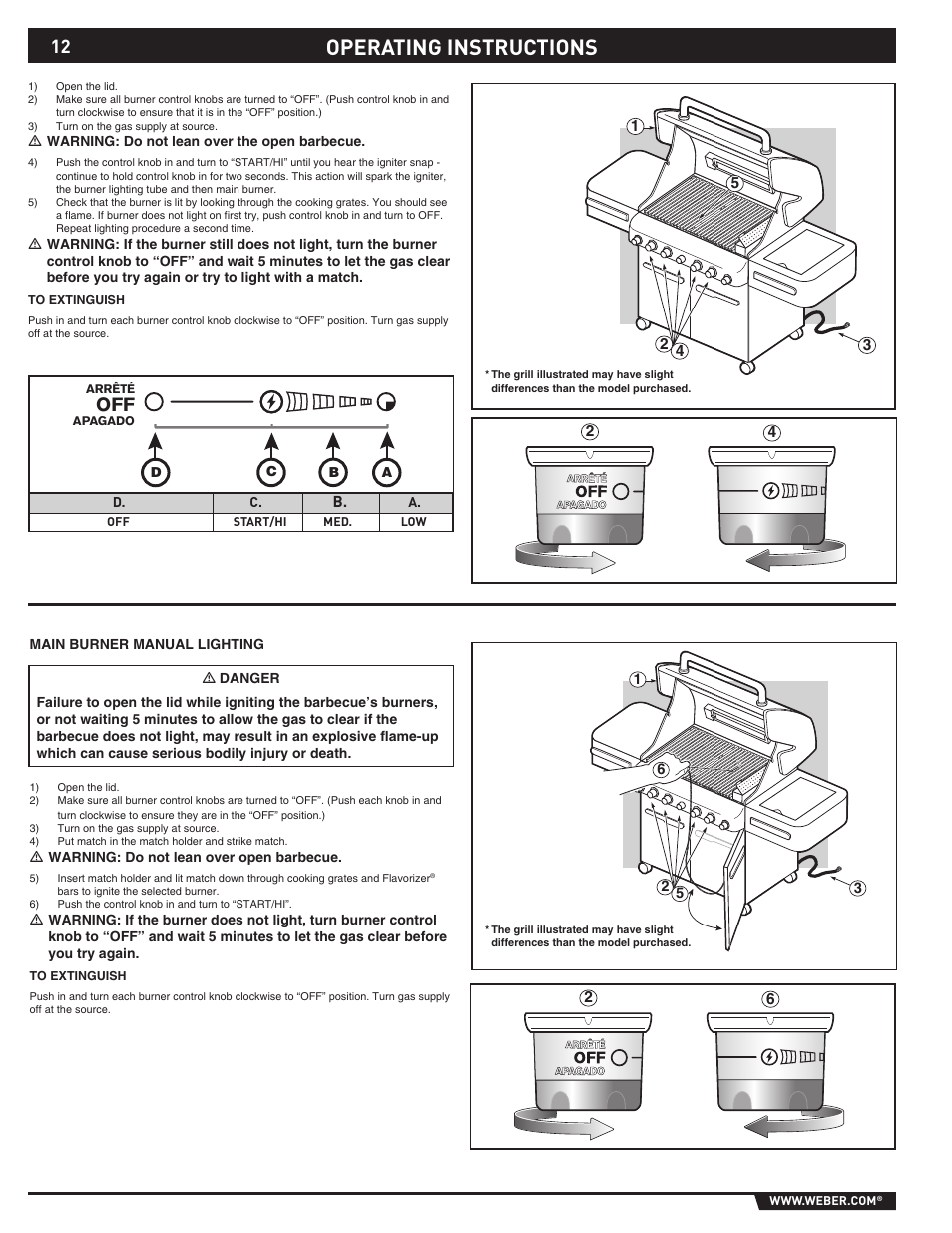 Operating instructions | weber S-470TM User Manual | Page 12 / 84