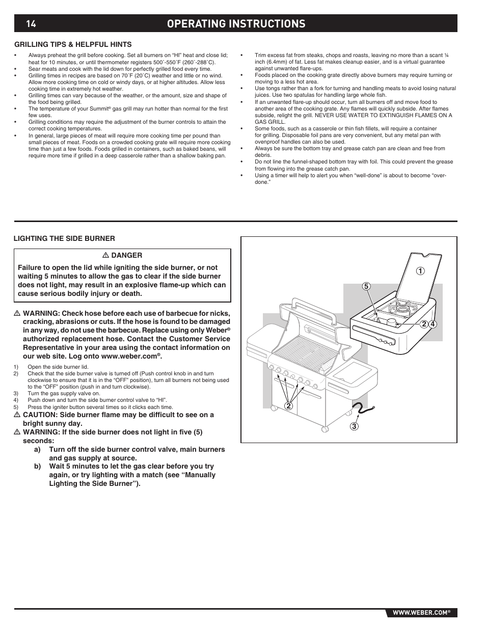 Operating instructions | weber S-470TM User Manual | Page 14 / 84