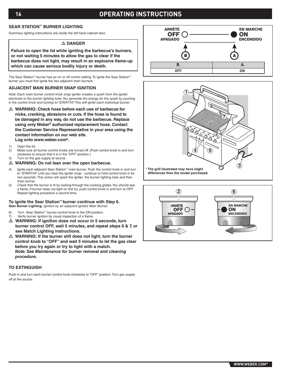 Operating instructions | weber S-470TM User Manual | Page 16 / 84