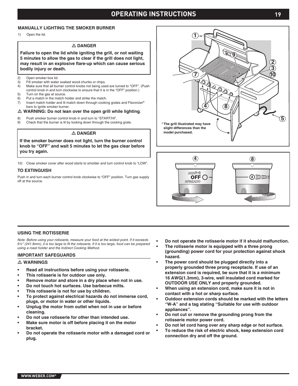 Operating instructions | weber S-470TM User Manual | Page 19 / 84