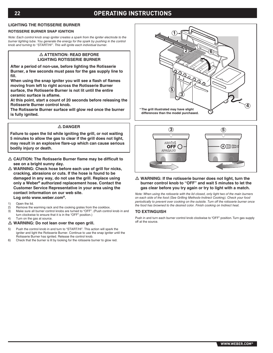 Operating instructions | weber S-470TM User Manual | Page 22 / 84