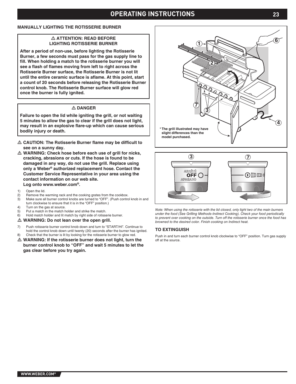 Operating instructions | weber S-470TM User Manual | Page 23 / 84