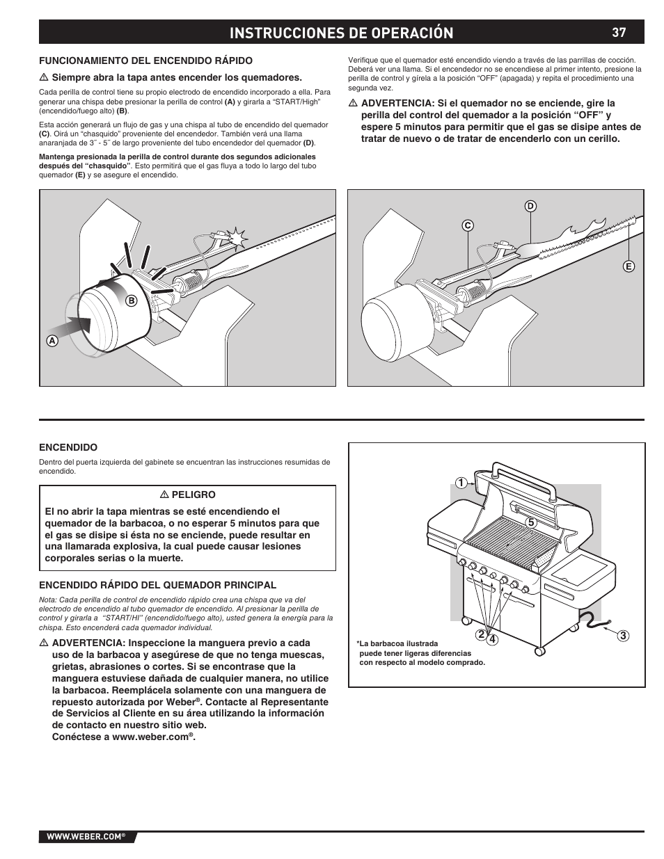 Instrucciones de operación | weber S-470TM User Manual | Page 37 / 84