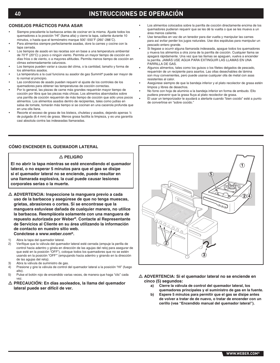 Instrucciones de operación | weber S-470TM User Manual | Page 40 / 84