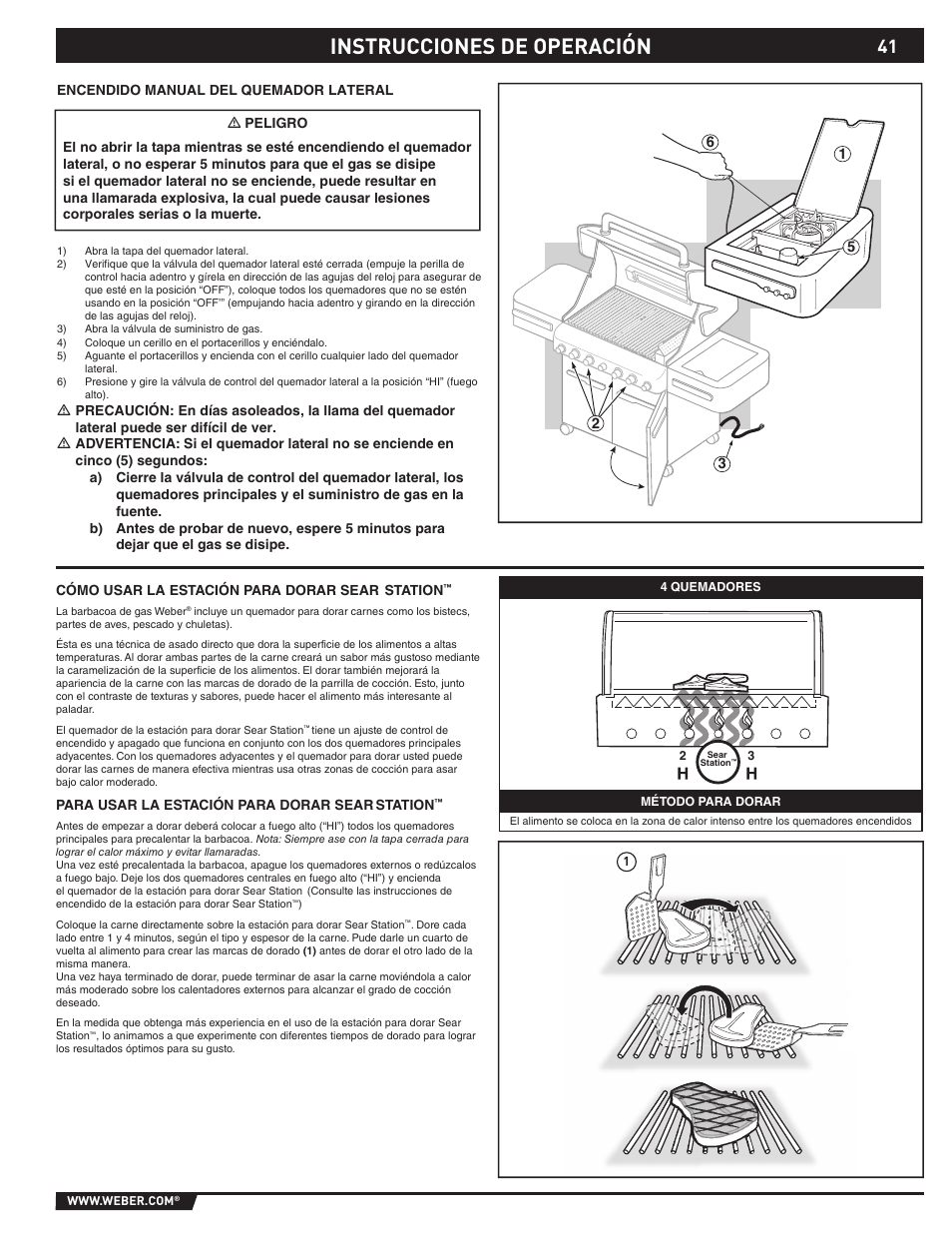 Instrucciones de operación | weber S-470TM User Manual | Page 41 / 84
