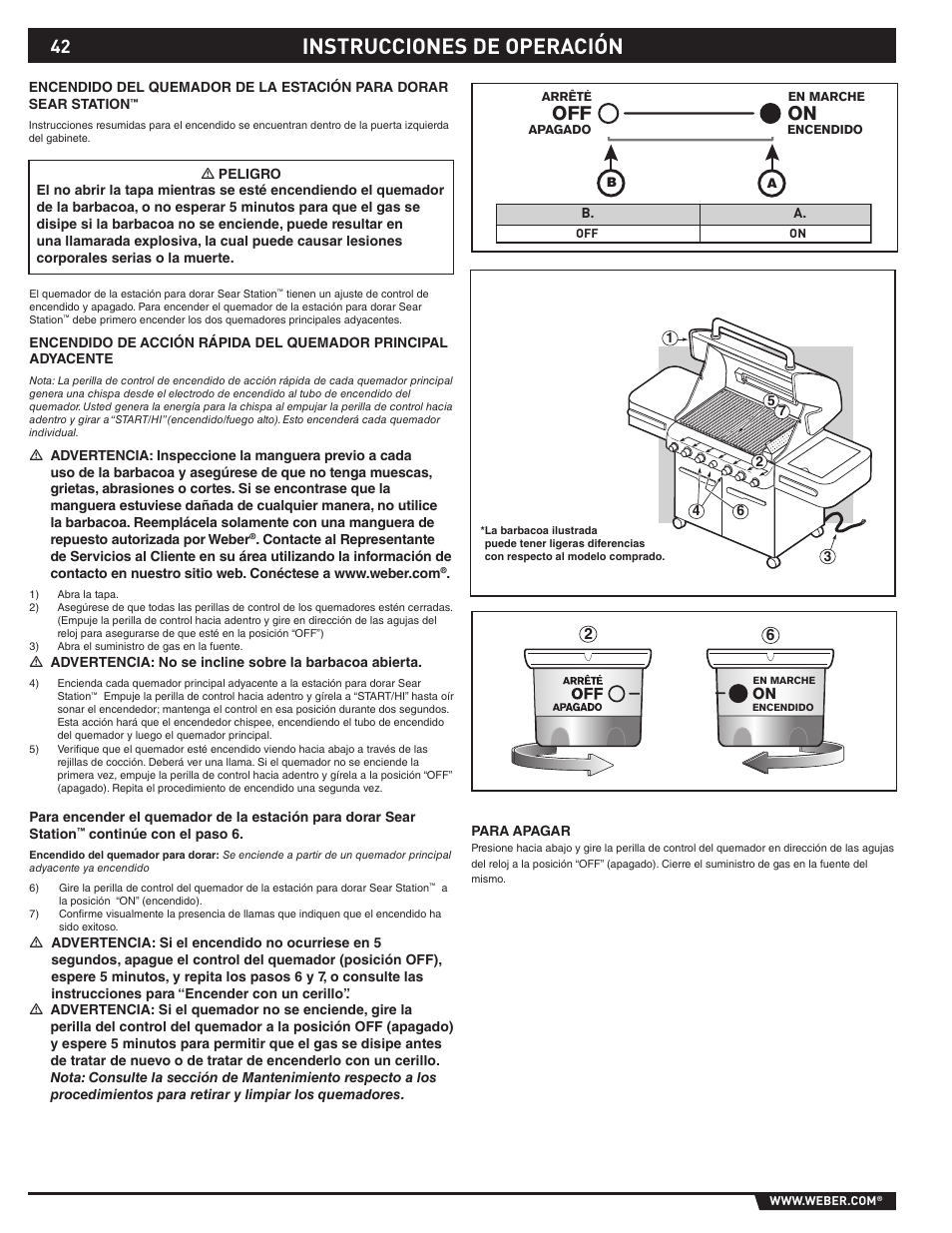 Instrucciones de operación | weber S-470TM User Manual | Page 42 / 84