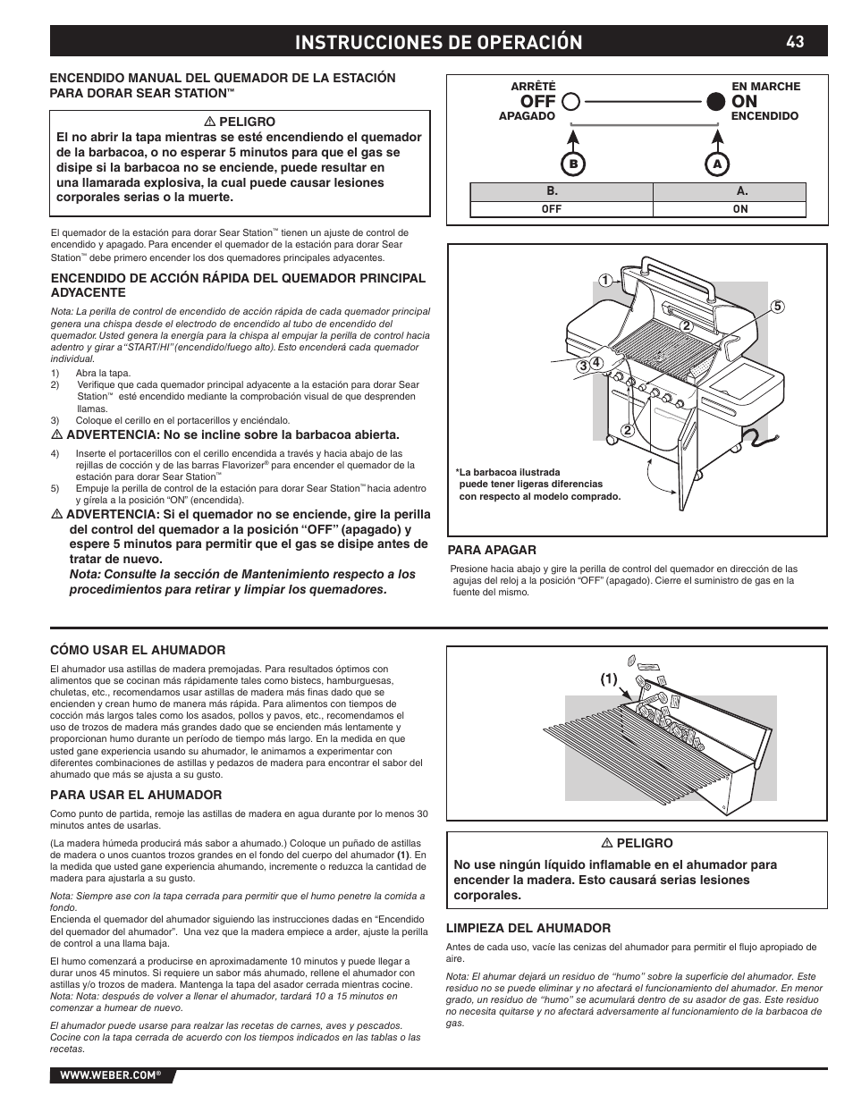 Instrucciones de operación | weber S-470TM User Manual | Page 43 / 84