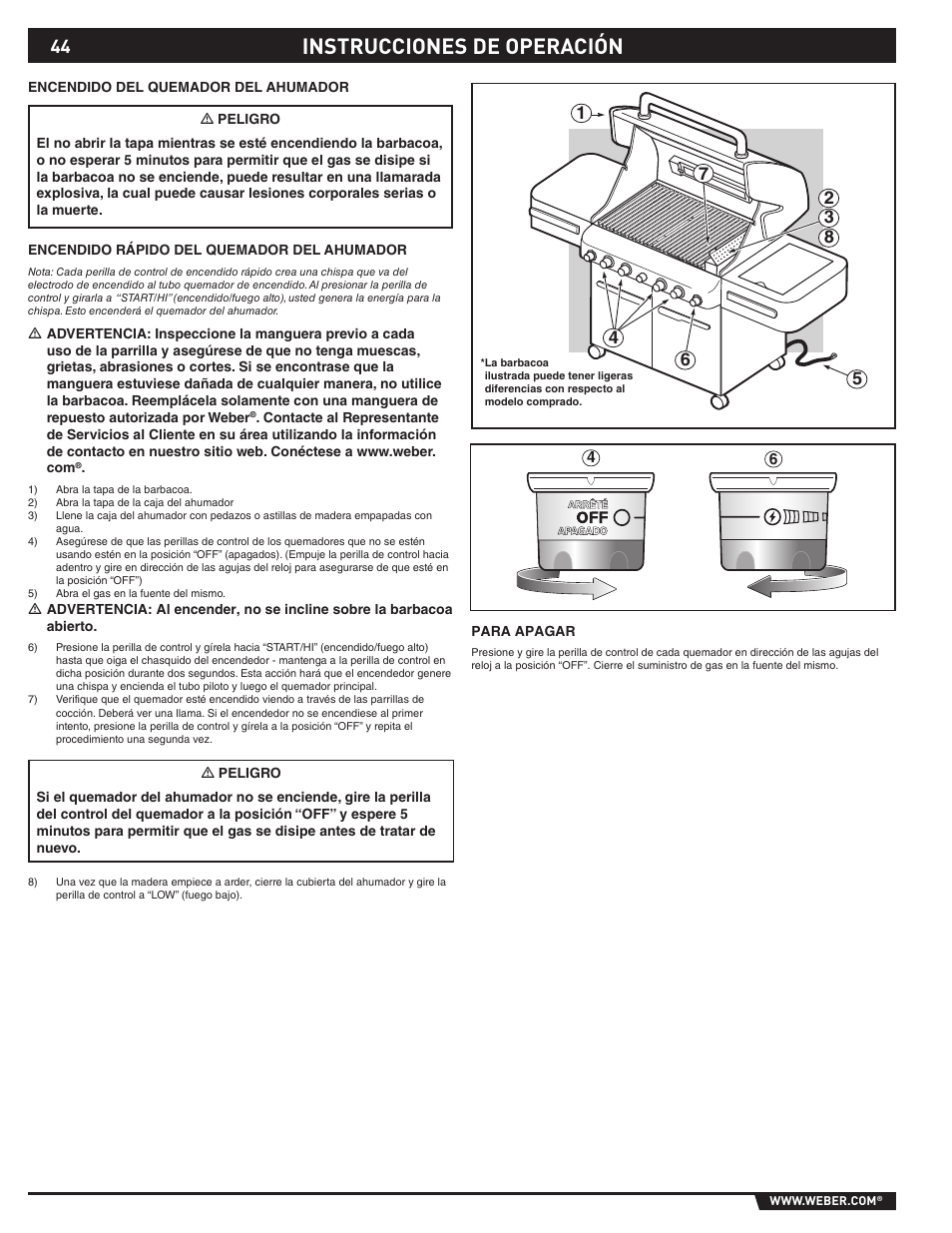 Instrucciones de operación | weber S-470TM User Manual | Page 44 / 84