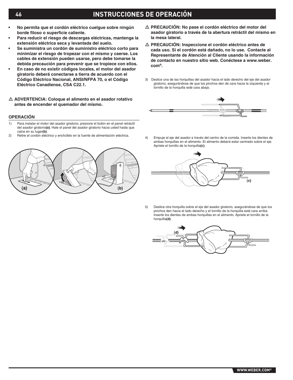 Instrucciones de operación | weber S-470TM User Manual | Page 46 / 84