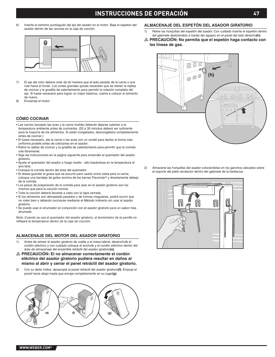 Instrucciones de operación | weber S-470TM User Manual | Page 47 / 84