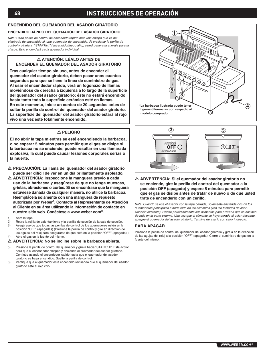 Instrucciones de operación | weber S-470TM User Manual | Page 48 / 84