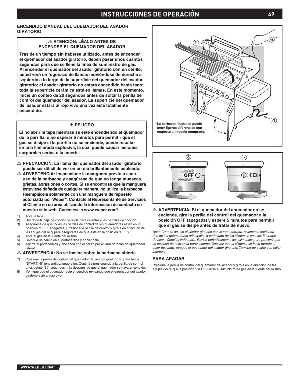 Instrucciones de operación | weber S-470TM User Manual | Page 49 / 84