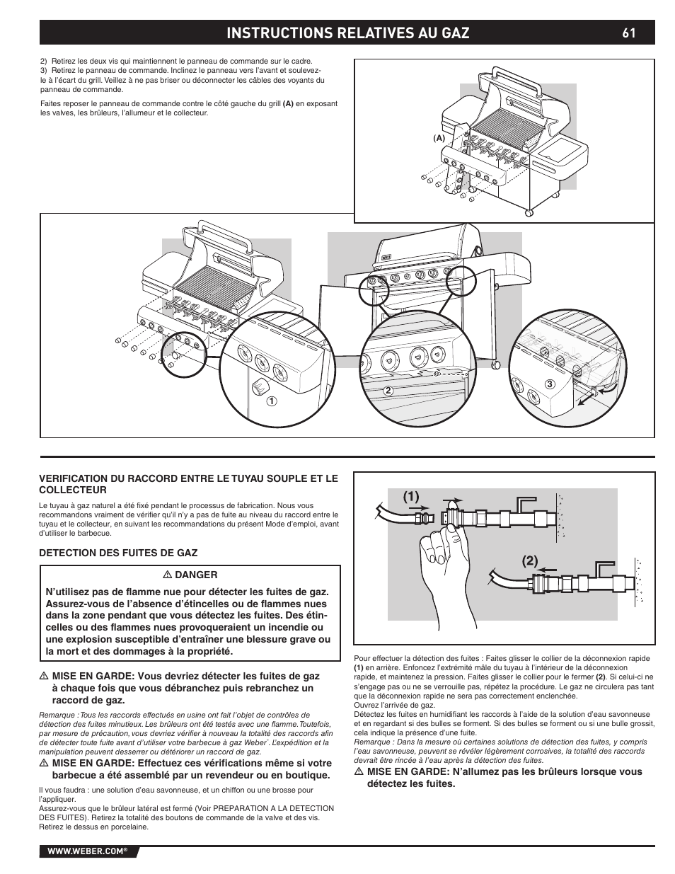 Instructions relatives au gaz | weber S-470TM User Manual | Page 61 / 84