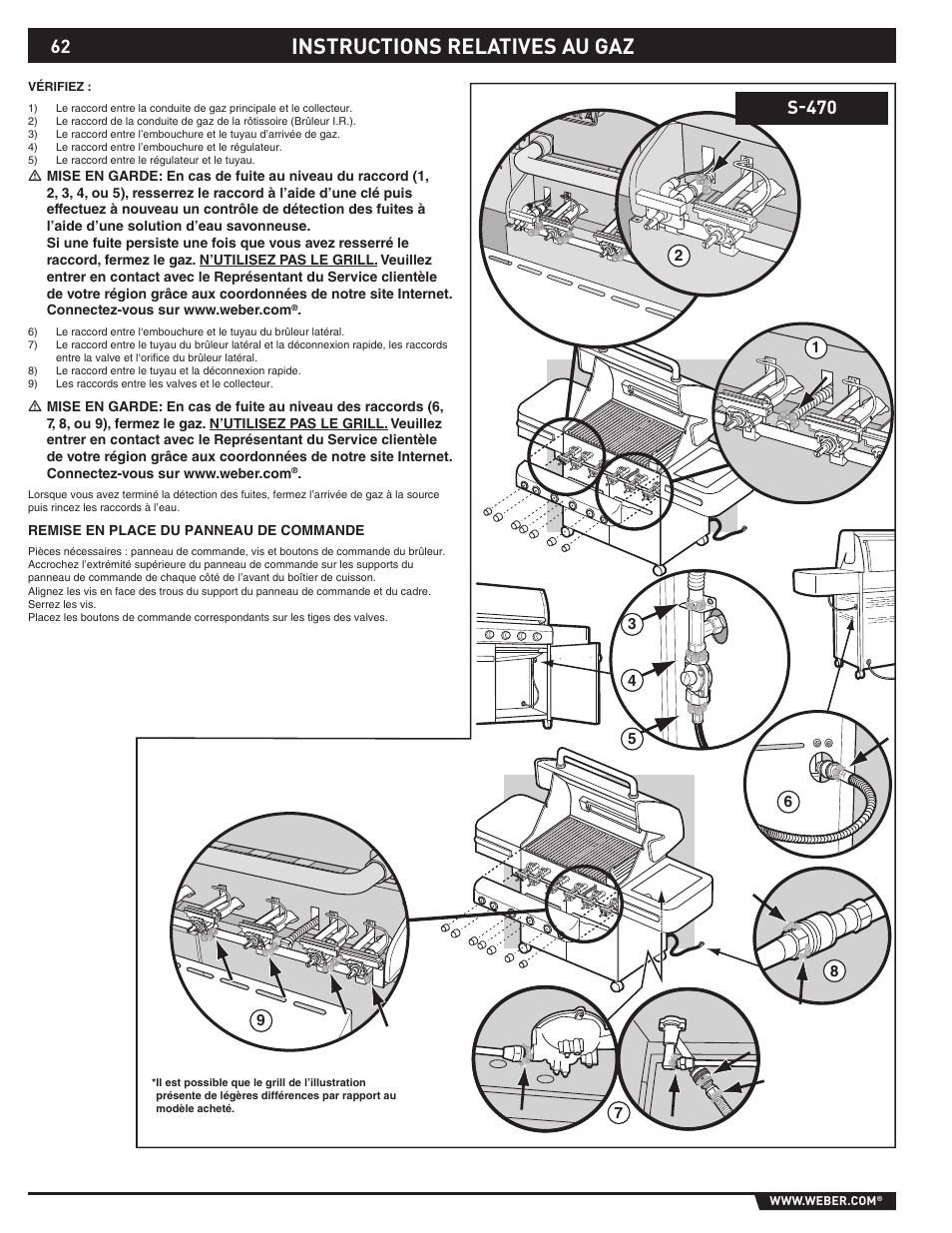Instructions relatives au gaz, S-470 | weber S-470TM User Manual | Page 62 / 84