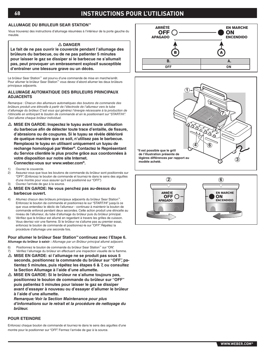 Instructions pour l’utilisation | weber S-470TM User Manual | Page 68 / 84