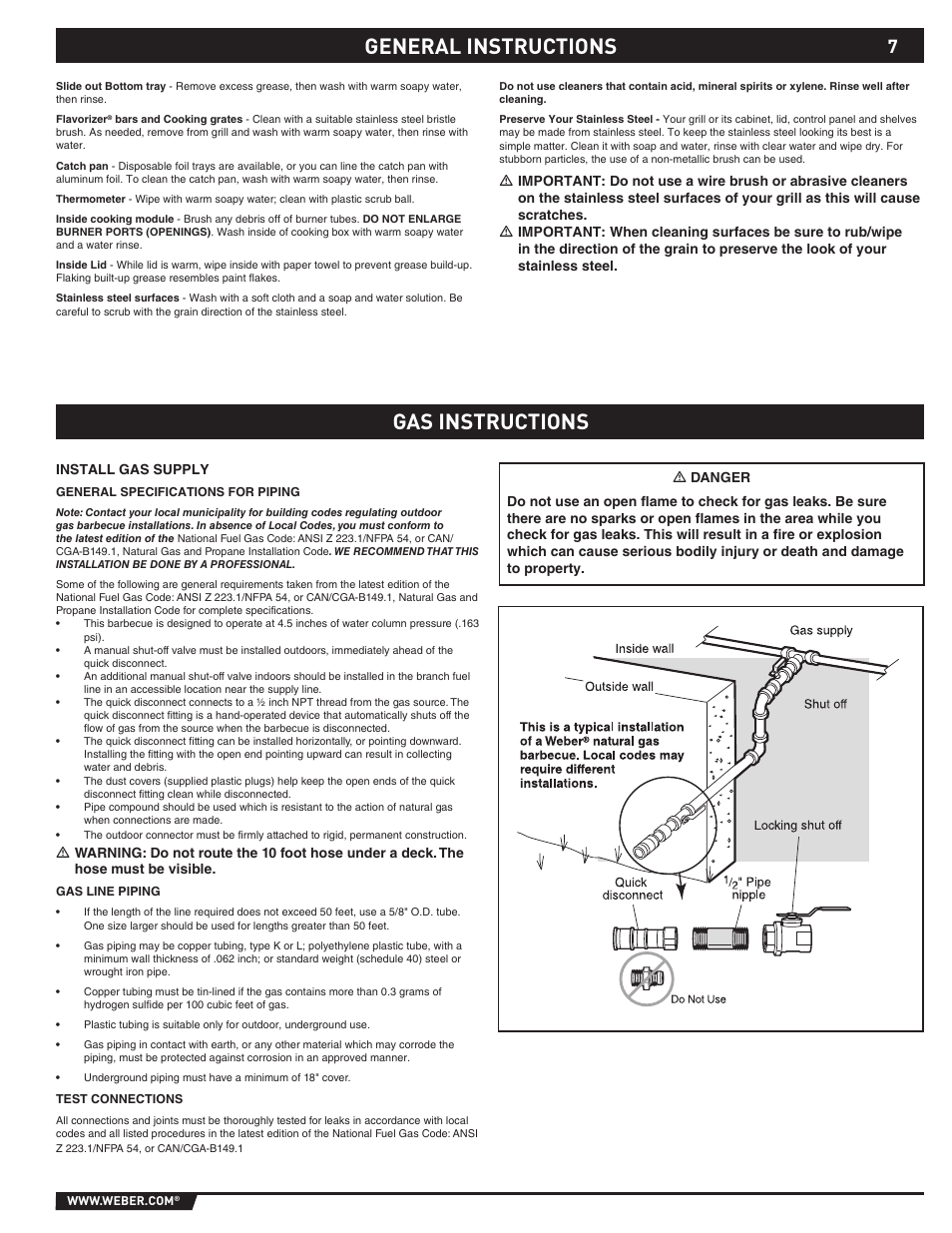 General instructions gas instructions | weber S-470TM User Manual | Page 7 / 84