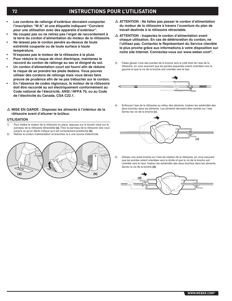 Instructions pour l’utilisation | weber S-470TM User Manual | Page 72 / 84
