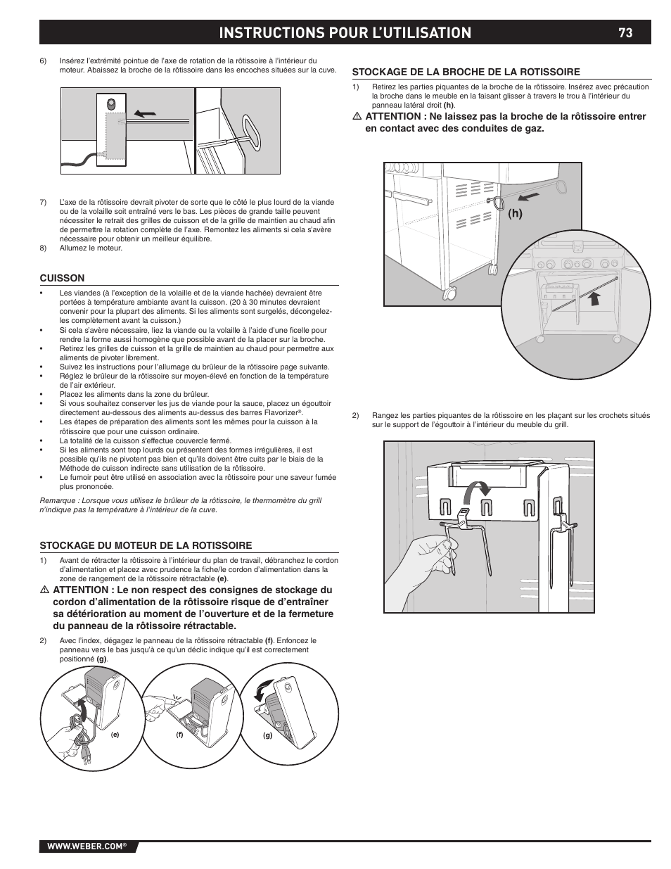 Instructions pour l’utilisation | weber S-470TM User Manual | Page 73 / 84