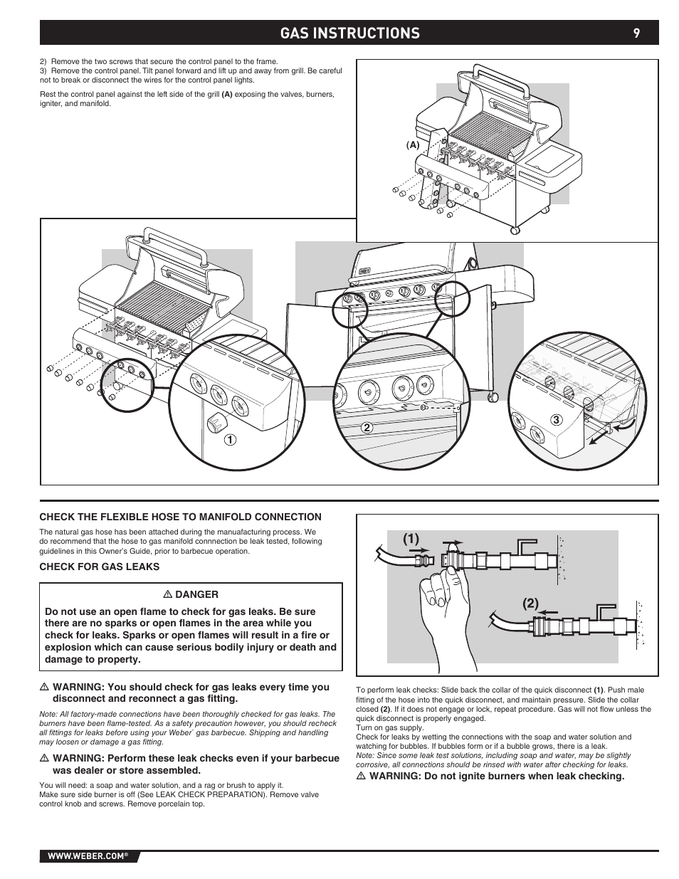Gas instructions | weber S-470TM User Manual | Page 9 / 84
