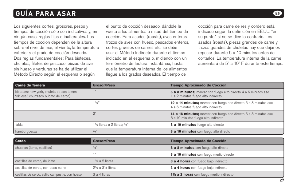 Guía para asar | weber 62620 User Manual | Page 27 / 48
