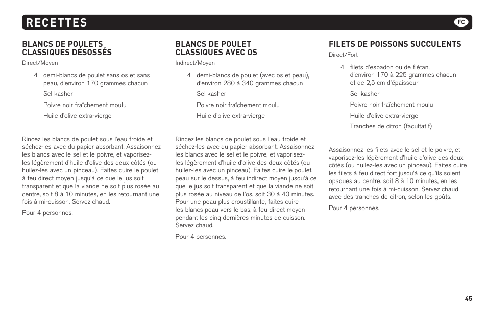 Recettes | weber 62620 User Manual | Page 45 / 48
