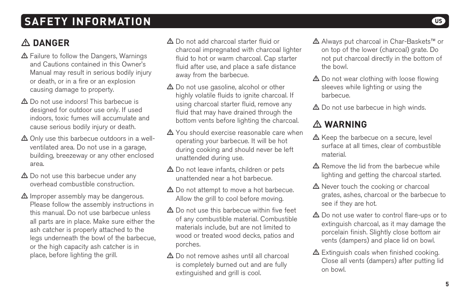 Safety information, M danger, M warning | weber 62620 User Manual | Page 5 / 48