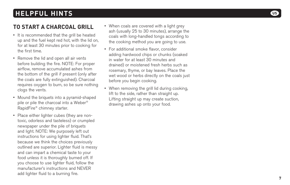 Helpful hints | weber 62620 User Manual | Page 7 / 48
