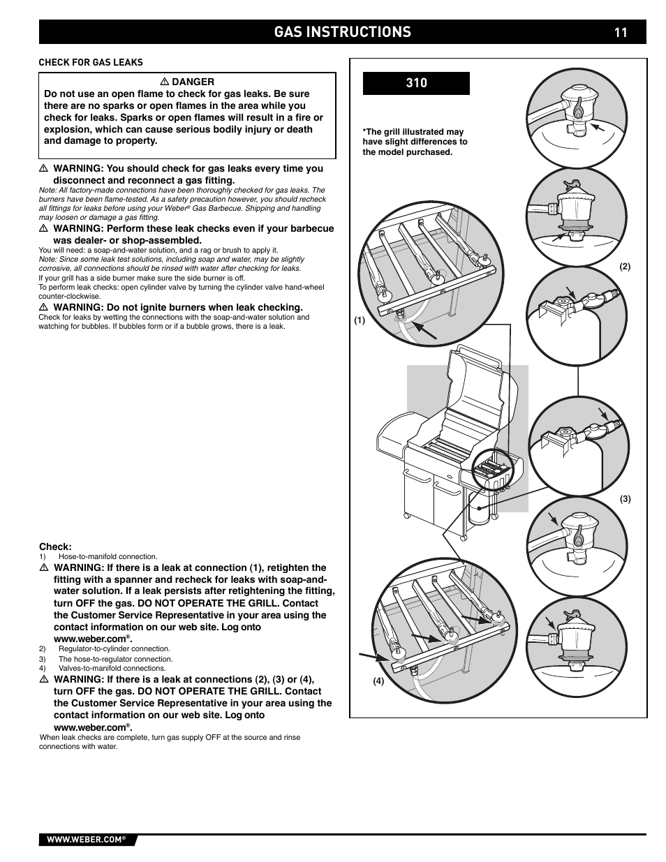 Gas instructions | weber GENESIS E/S-310/320 User Manual | Page 11 / 20