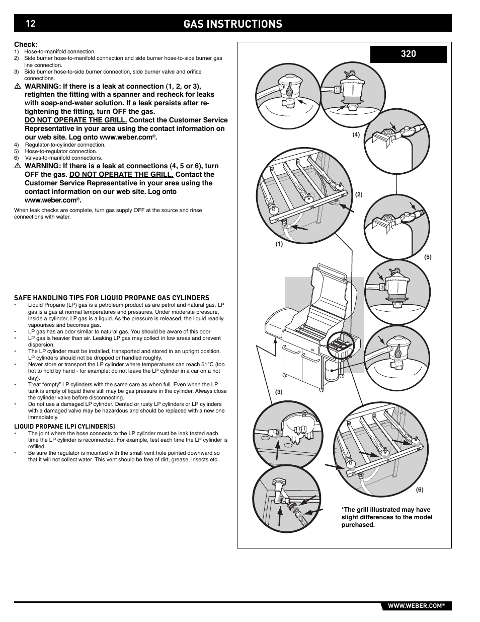 Gas instructions | weber GENESIS E/S-310/320 User Manual | Page 12 / 20
