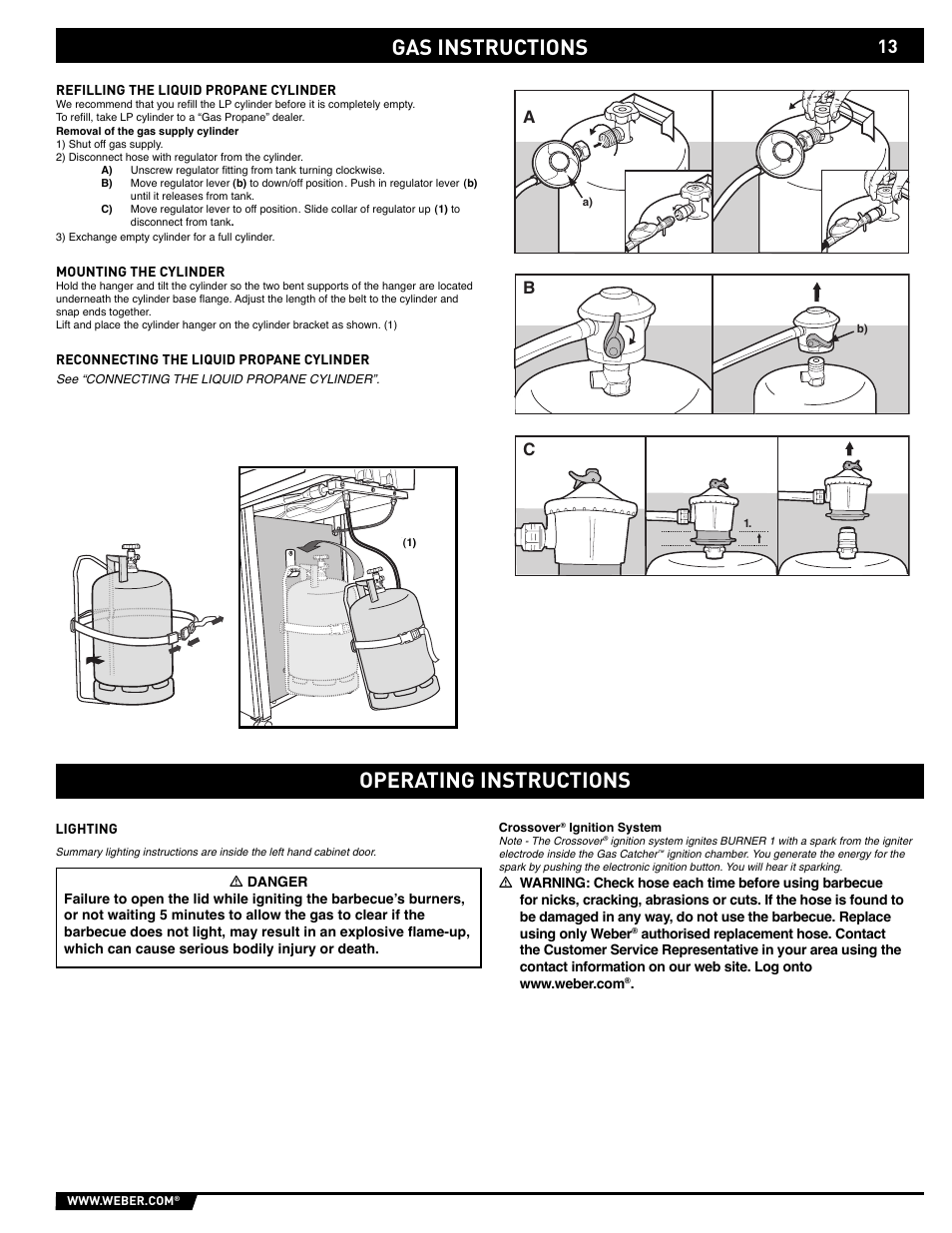 Gas instructions, Gas instructions operating instructions | weber GENESIS E/S-310/320 User Manual | Page 13 / 20