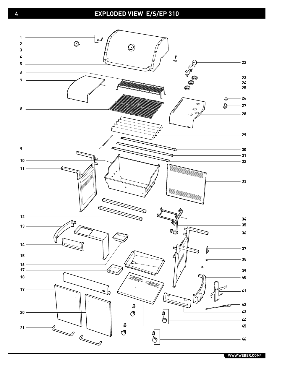 Exploded view e/s/ep 310 | weber GENESIS E/S-310/320 User Manual | Page 4 / 20