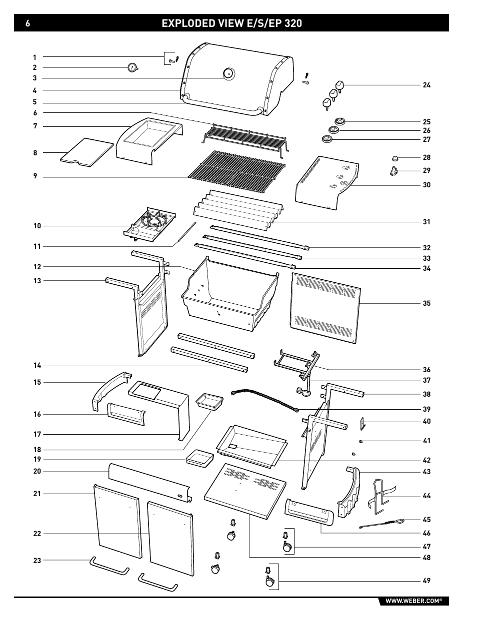 Exploded view e/s/ep 320 | weber GENESIS E/S-310/320 User Manual | Page 6 / 20