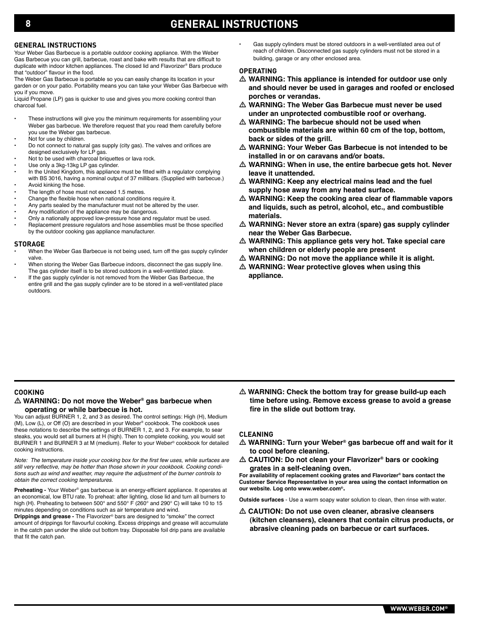 General instructions | weber GENESIS E/S-310/320 User Manual | Page 8 / 20