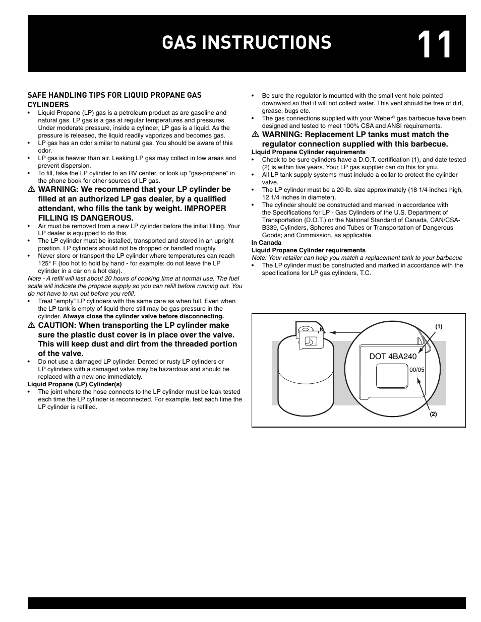 Gas instructions | weber 55826 User Manual | Page 11 / 20