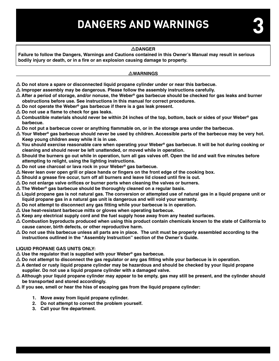 Dangers and warnings | weber 55826 User Manual | Page 3 / 20