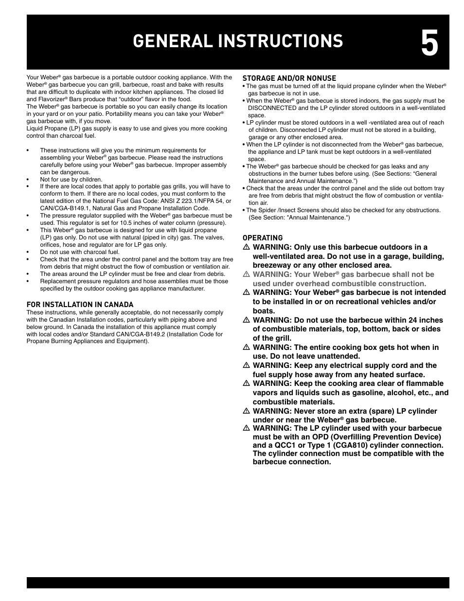 General instructions | weber 55826 User Manual | Page 5 / 20