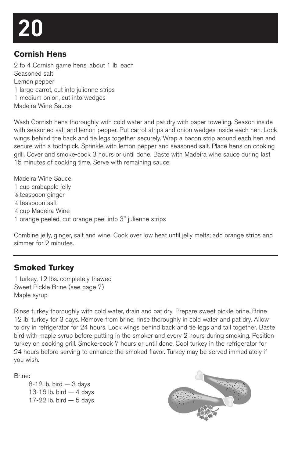 Cornish hens, Smoked turkey | weber SMOKEY MOUNTAIN COOKER 63230 User Manual | Page 20 / 28