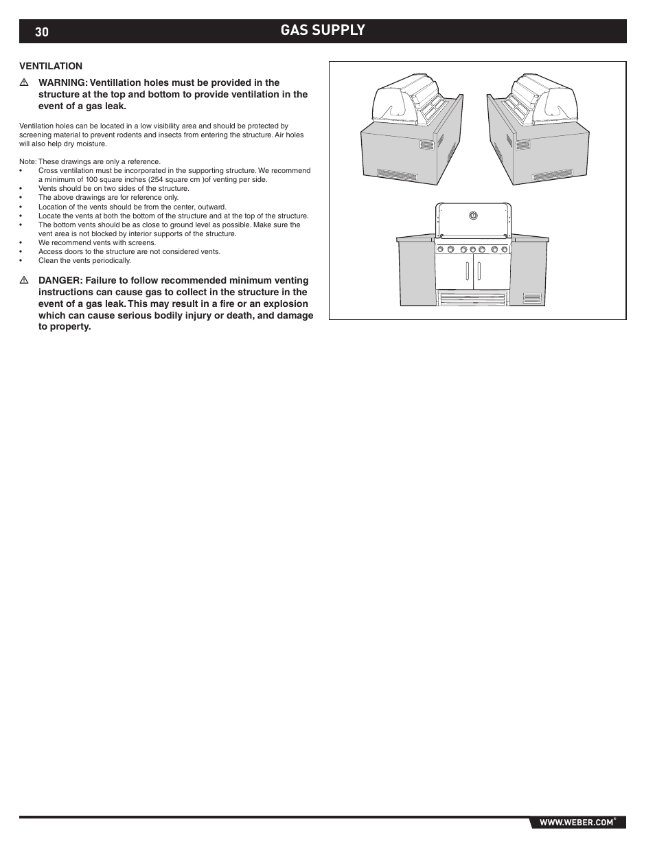Gas supply | weber S-660TM User Manual | Page 30 / 32