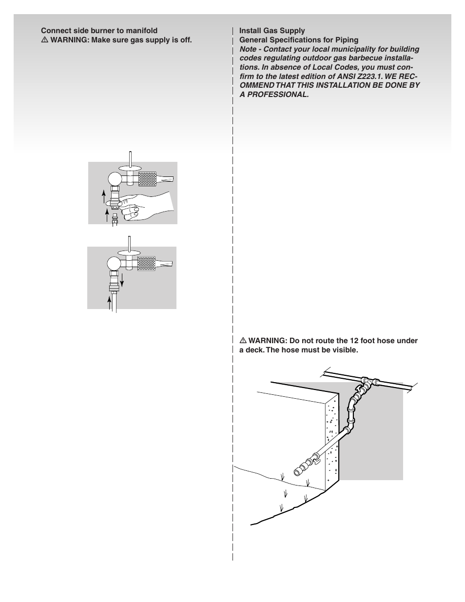 Connect side burner to manifold, Install gas supply | weber Genesis Platinum C User Manual | Page 14 / 30