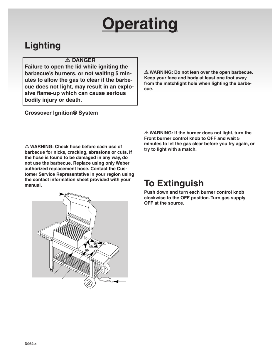 Operating, Lighting, To extinguish | weber Genesis Platinum C User Manual | Page 18 / 30