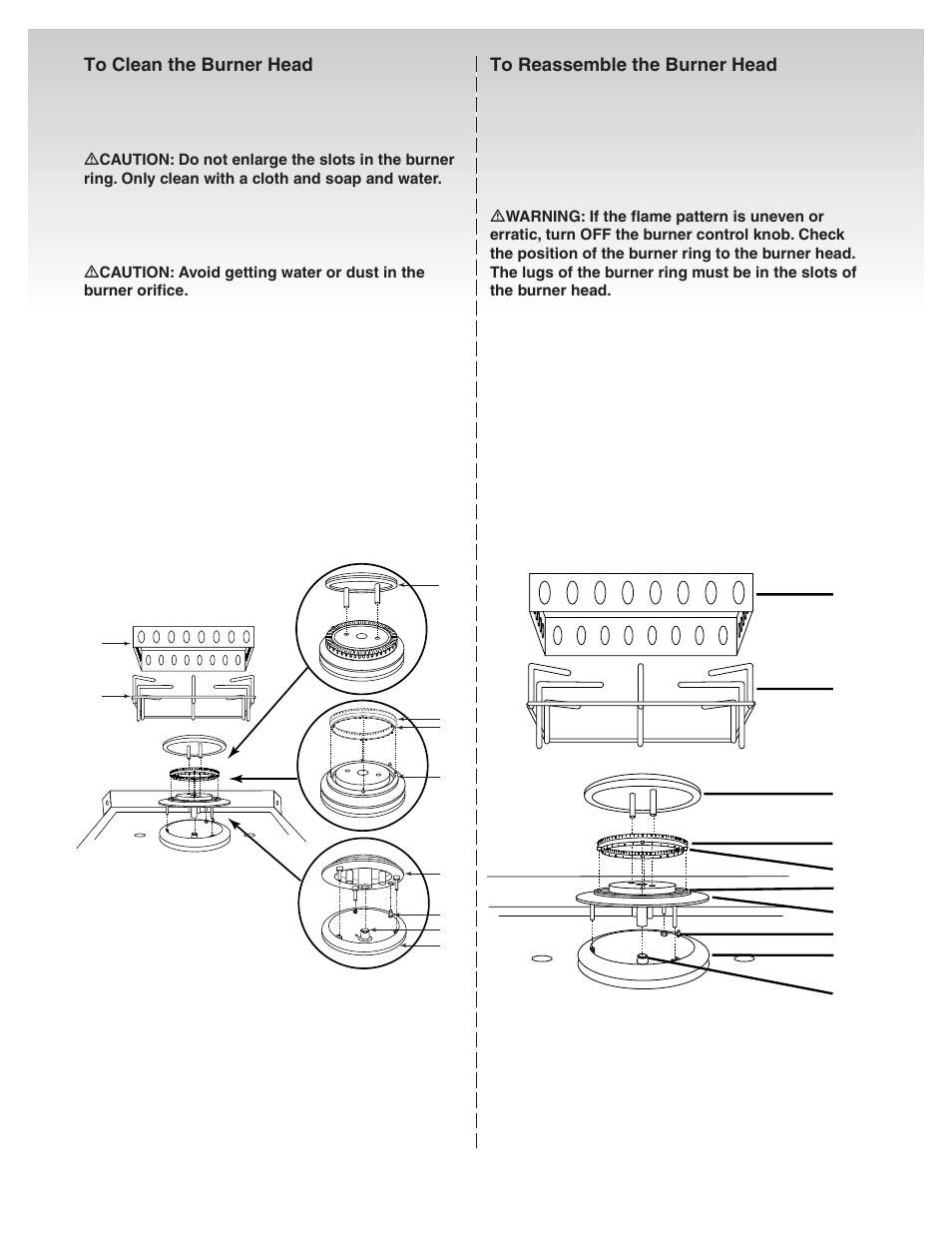 To clean the burner head, To reassemble the burner head | weber Genesis Platinum C User Manual | Page 30 / 30