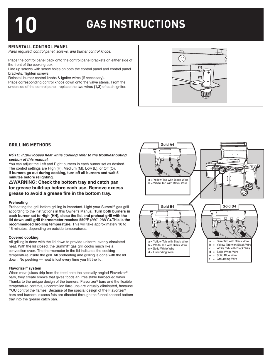Gas instructions | weber SUMMIT User Manual | Page 10 / 32