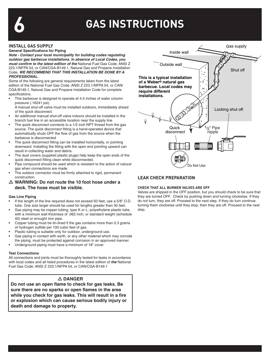 Gas instructions | weber SUMMIT User Manual | Page 6 / 32
