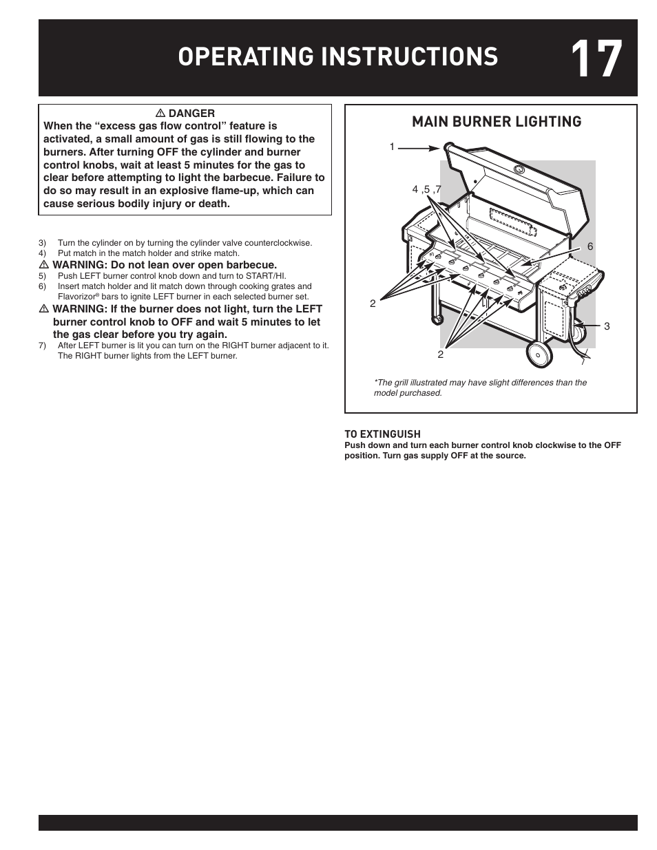Operating instructions, Main burner lighting | weber 38026 User Manual | Page 17 / 36