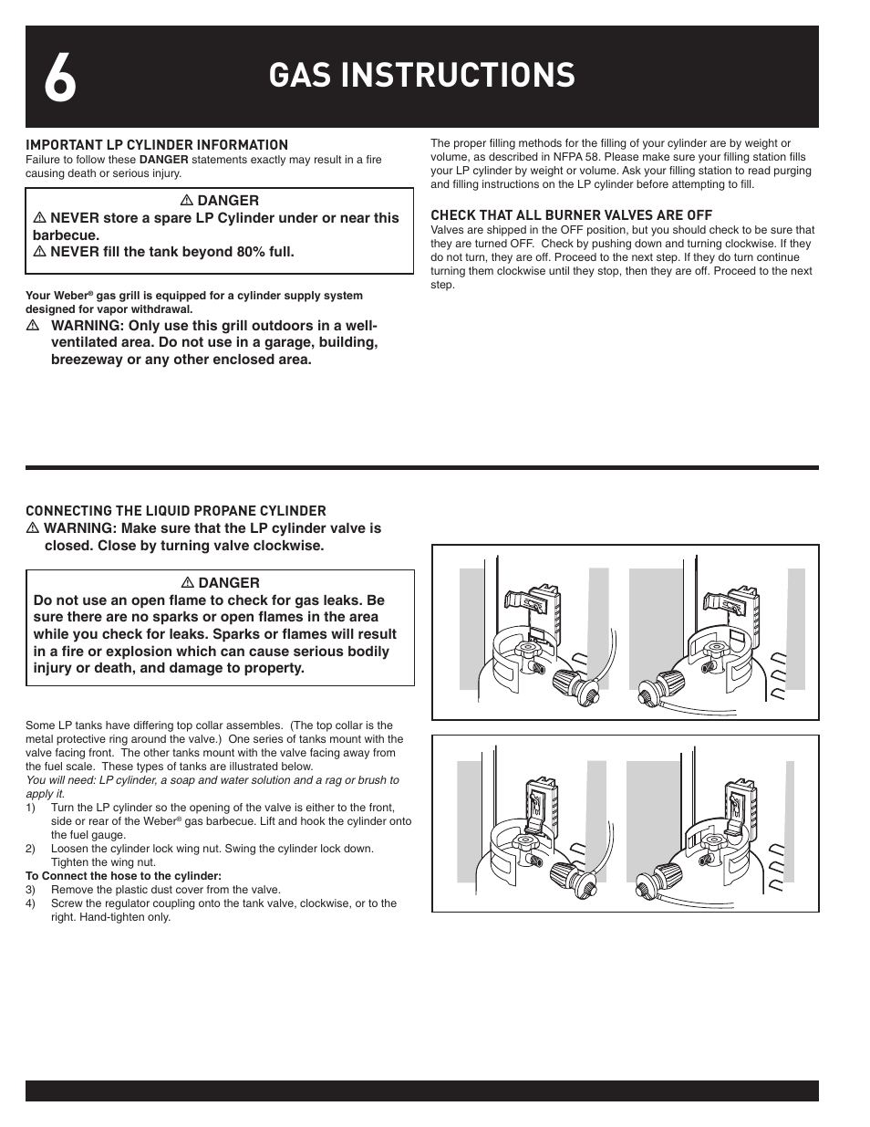 Gas instructions | weber 38026 User Manual | Page 6 / 36