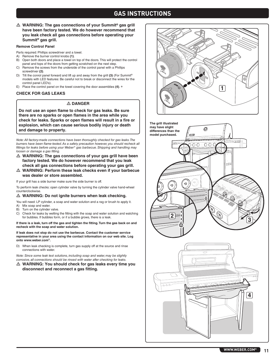 Gas instructions | weber Summit 56214 User Manual | Page 11 / 84